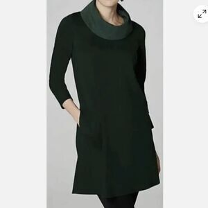J.Jill Double Knit Cowl neck Tunic Dress Sz M Black Gray Casual Long Sleeve